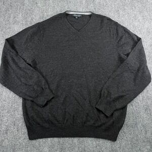 Garret Scott Sweater Mens Extra Large Charcoal Extra Fine Merino‎ Wool V Neck